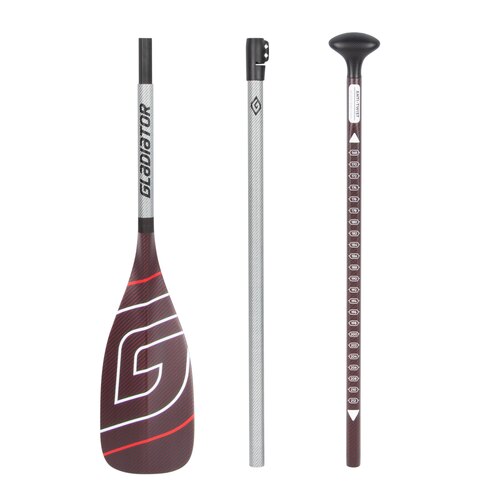 SUP весло Gladiator Race Full Carbon silver/red 3-части, лопатка M
